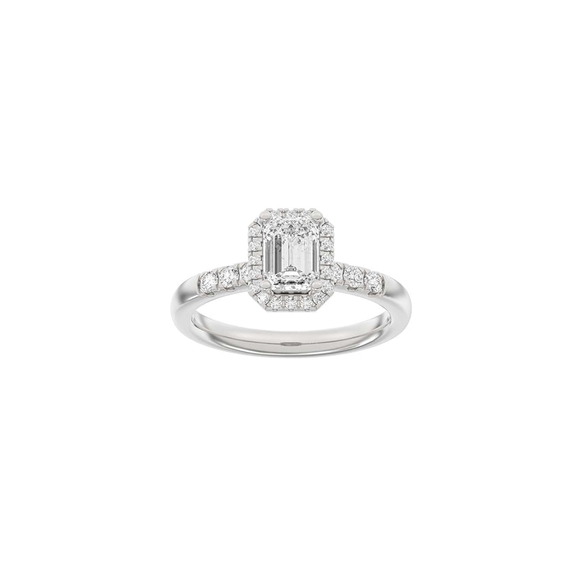 LUXURY halo ring i 14 karat hvidguld med 1,32 ct lab-grown diamanter fra Siersbøl – firkantet halo-forlovelsesring.