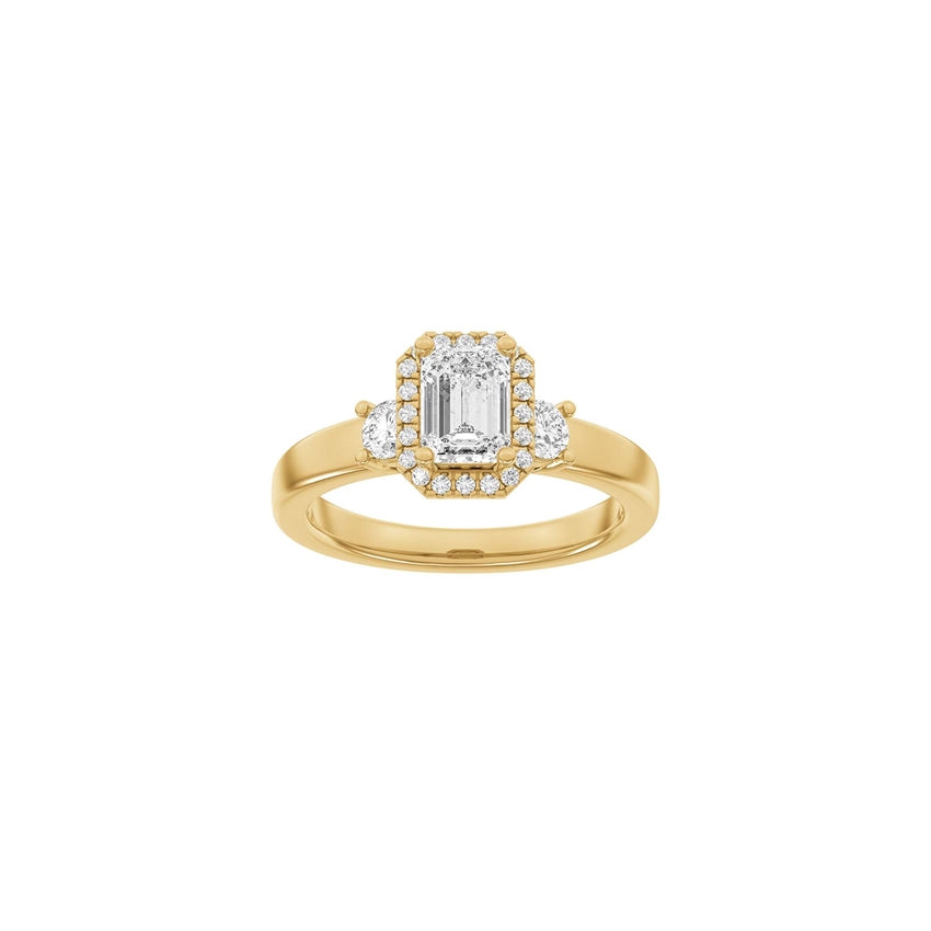 Siersbøl Luxury halo ring i 14 karat guld med 1,45 ct lab-grown diamant, firkantet halo-design.