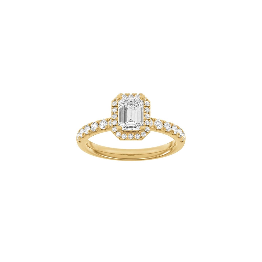 Siersbøl luxury firkantet ring i 14 karat guld med lab-grown diamant 1,52 ct – firkantet halo-design med TW/VS2 diamanter.