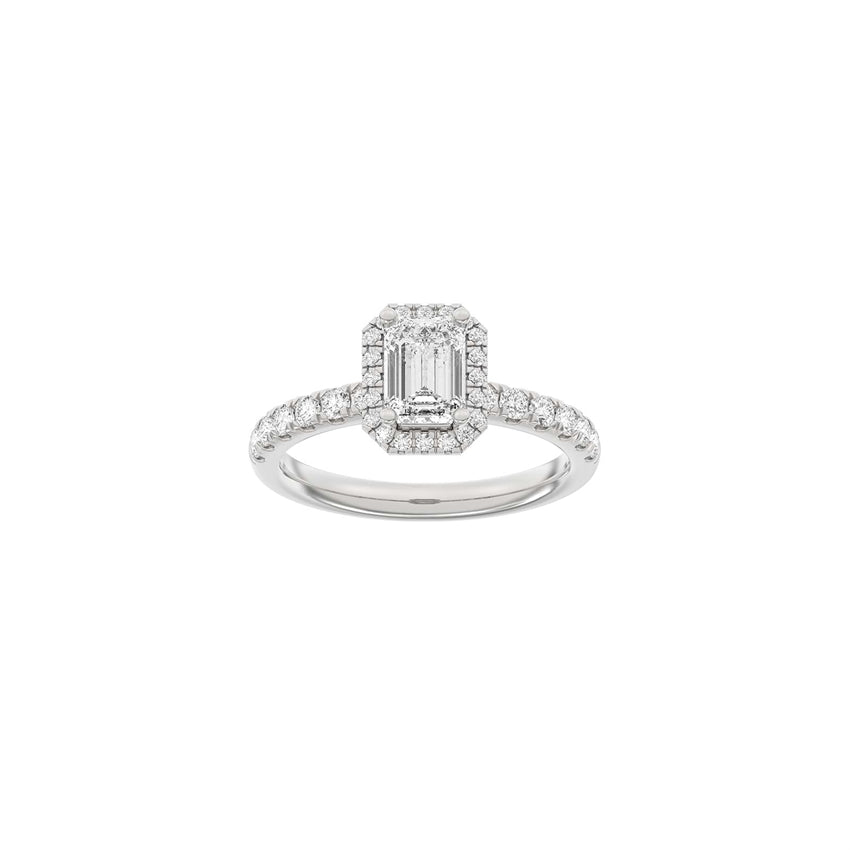 Luxury halo ring fra Siersbøl i 14 karat rhodineret hvidguld med 1,52 ct lab-grown diamanter i kvadratisk design.