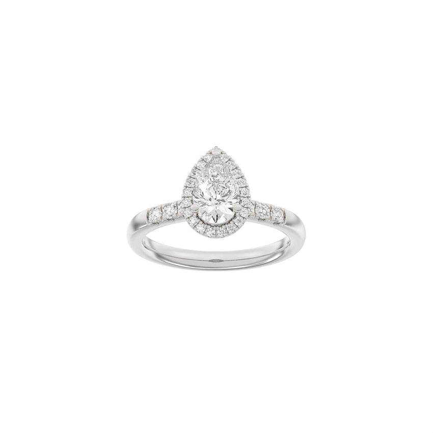 Siersbøl Luxury halo dråbering i 14 karat hvidguld med 1,32 ct lab-grown diamant i dråbeformet design.