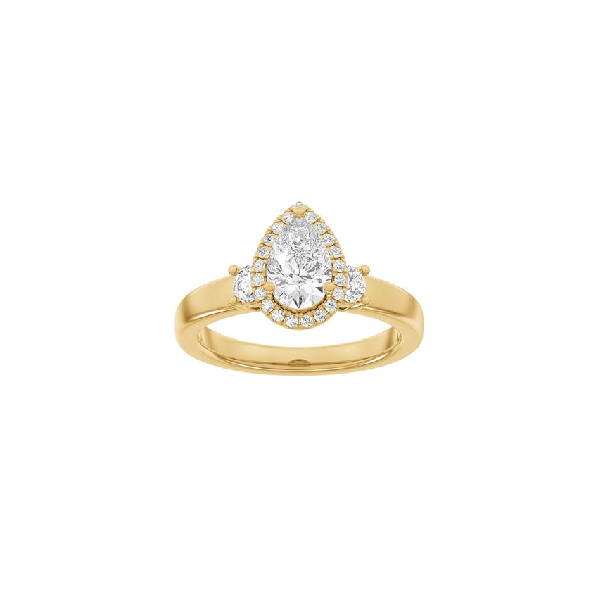Siersbøl Luxury Halo dråbe ring 14kt. guld m. 3 lab-grown diamanter 1,45ct