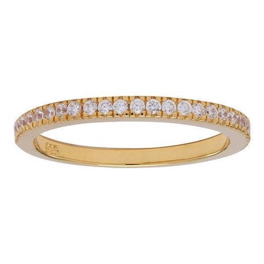 Adina ring i forgyldt sølv med én række zirkonia fra JoanliNor