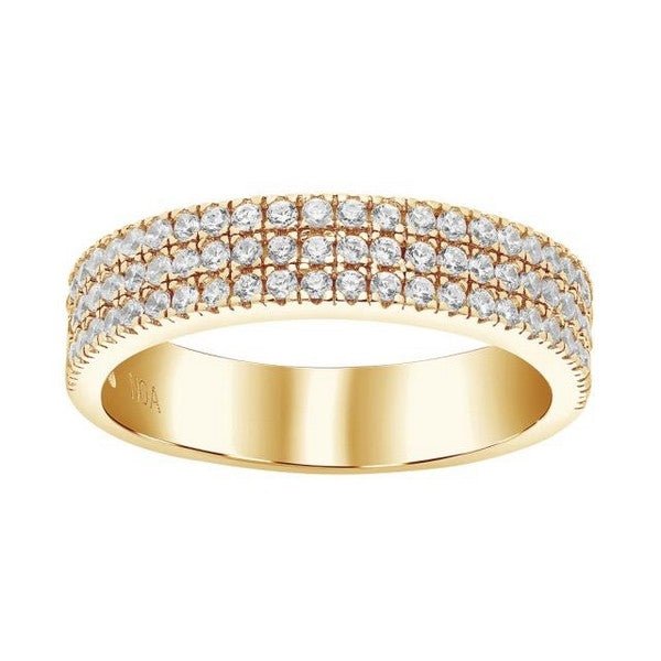 Adina ring i forgyldt sølv med 3 rækker hvide zirkonia fra JoanliNor.