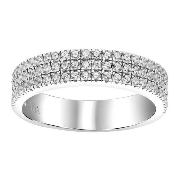 Adina sølvring med tre rækker hvide zirkonia fra JoanliNor.