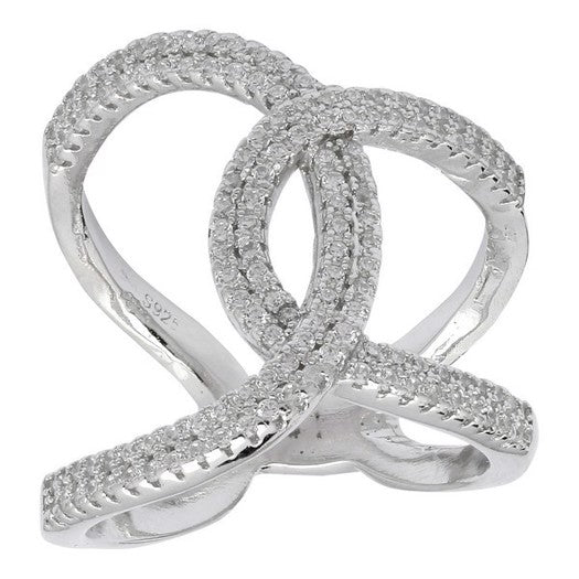 JoanliNor snoet ring i rhodineret sølv med zirkonia