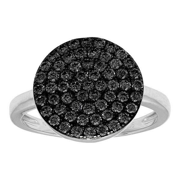 Joanli Nor sølvring med sorte zirkonia 13 mm – rund ring i sølv med sorte zirkonia-sten.