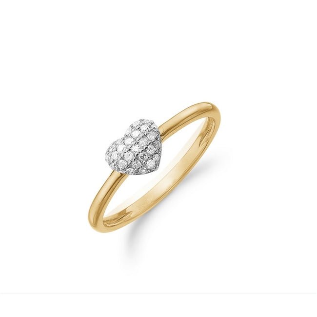Aagaard ring i 14 karat guld med hjerte i hvidguld og diamanter 0,165 ct.