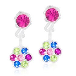 Blomdahl Daisy øreringe i medicinsk plastik med flerfarvet zirkonia i blomsterform Ø4/5 mm.