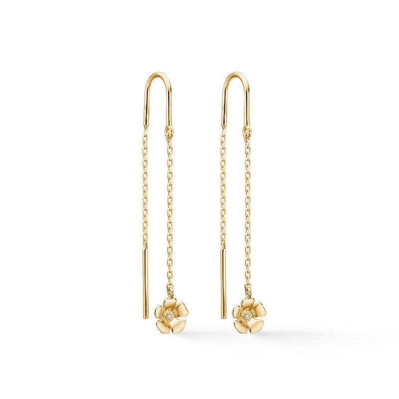 Fleur ørekæder i 14 kt guld med 0,021 ct diamanter – Mads Z, 34 mm