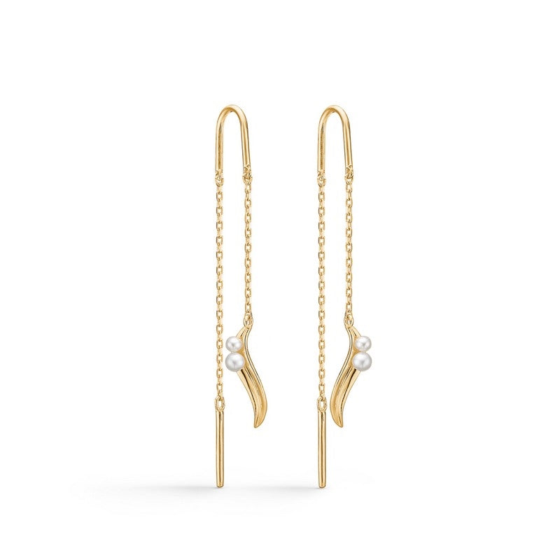 Morning Dew øreringe i 14 kt guld med kulturperler fra Mads Z