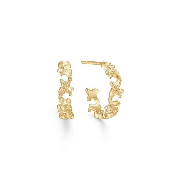 Mads Z vintage blooming øreringe fra Gold Label i 14 karat guld med plantemønster og mønstret overflade.