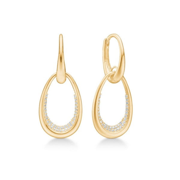 Diamond Ellipse øreringe i 14 kt guld med 0,23 ct diamanter – Mads Z