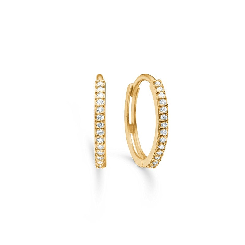 Mads Z Lumina hoops i 14 karat guld med 0,14 ct diamanter, 14 mm creoler i guld med diamanter.