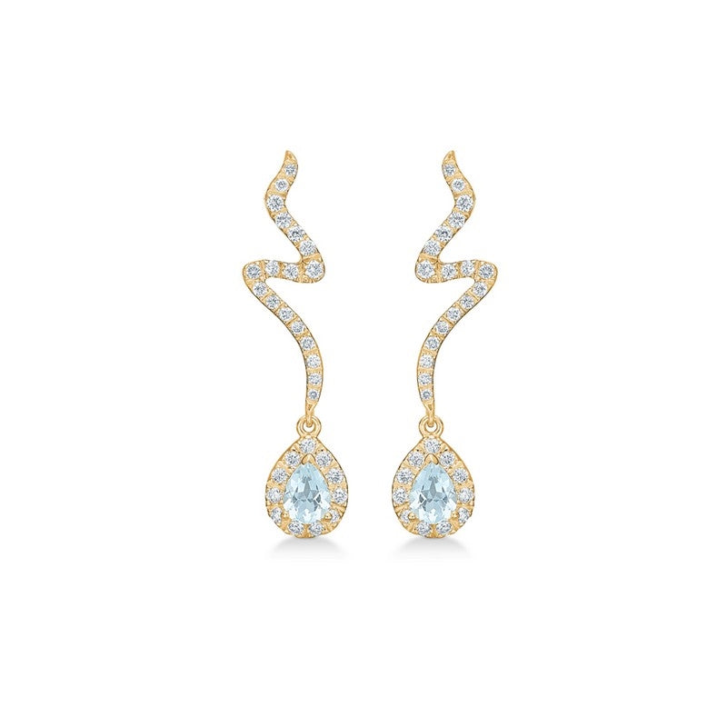 Aquatic øreringe fra Mads Z i 14 kt guld med aquamarin og diamanter (0,28 ct)
