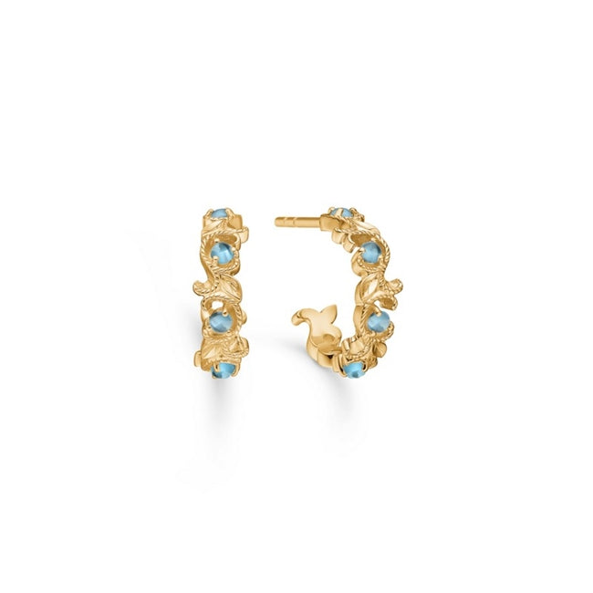 Vintage Blooming øreringe fra Mads Z i 14 kt guld med London Blue topas