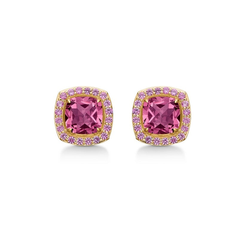 Provence øreringe fra Mads Z i 14 kt guld med pink kvarts og pink safir