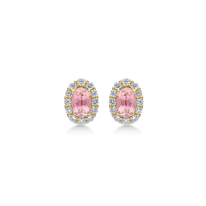 Portofino øreringe fra Mads Z i 14 kt guld med pink topas og 0,35 ct diamanter