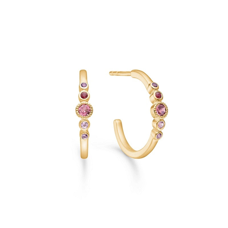 Pink Poetry øreringe fra Mads Z i 14 kt guld med pink turmalin, 18 mm