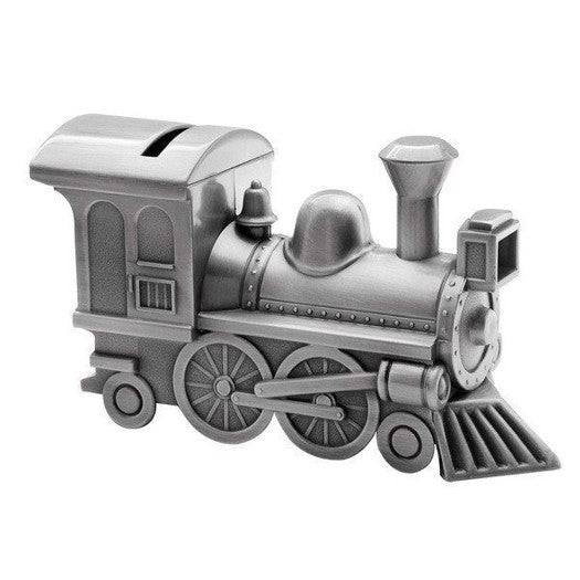 Lokomotiv sparebøsse fra Nordahl Andersen i fortinnet metal 9 cm