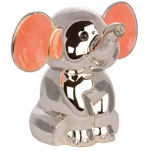 Elefant sparebøsse med lyserøde ører i forkromet stål – Nordahl Andersen