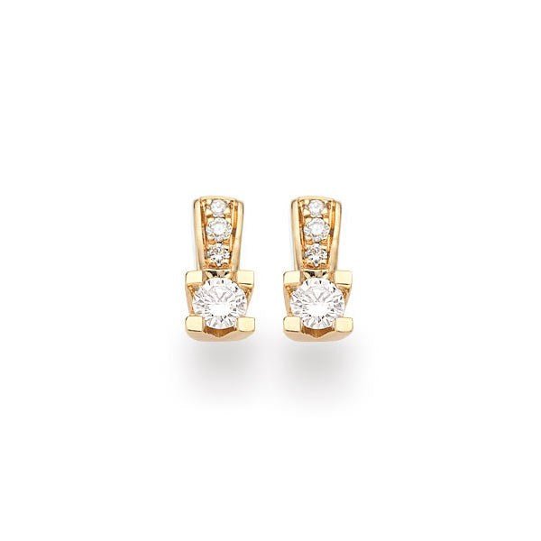 Kleopatra Queen ørestikker i 14 kt guld med klare diamanter i Wesselton SI-kvalitet – klassisk og tidløst design.
