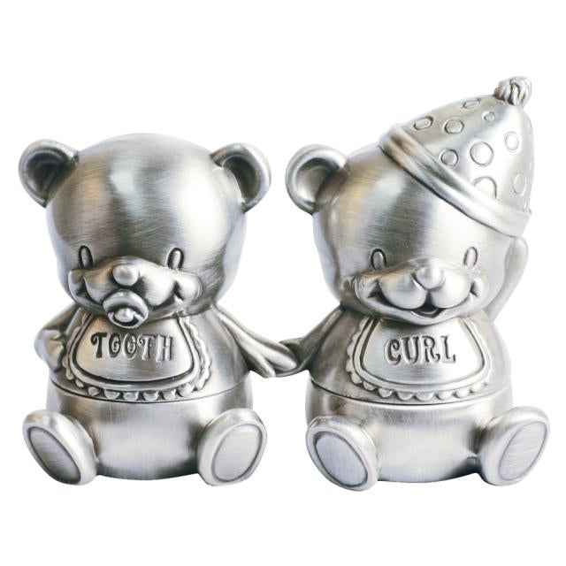 NOA Kids tand- og hårlokæsker med bamser i fortinnet metal – Nordahl Andersen