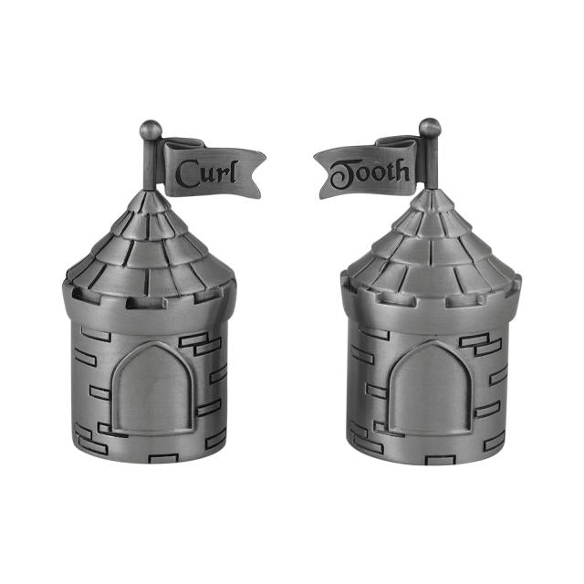 Slot æske til tand og hårlok i fortinnet metal fra Nordahl Andersen i børnevenligt slotdesign.