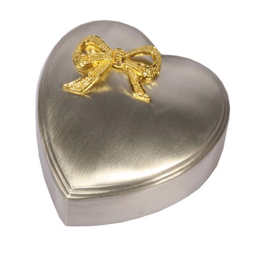 NOA Kids smykkeskrin fra Nordahl Andersen i fortinnet metal med forgyldt sløjfe 8x8 cm