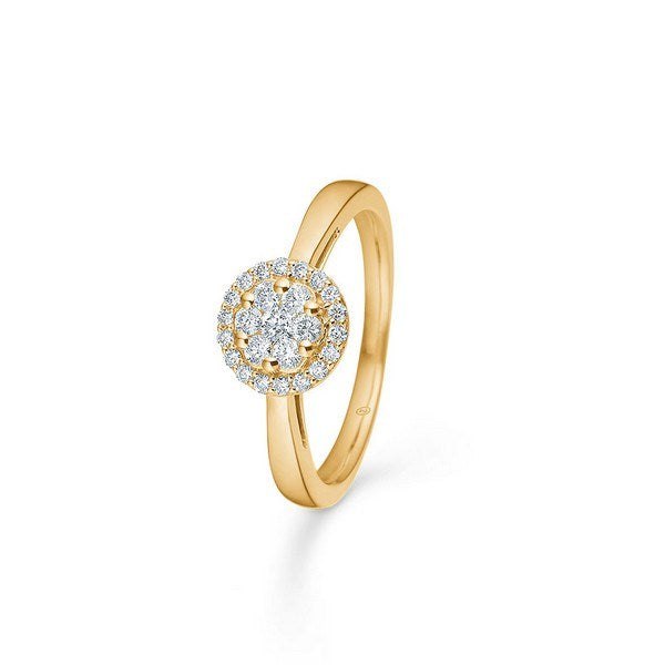 Eleanor ring fra Mads Z i 14 karat guld med 0,33 ct diamanter i rosetteform.