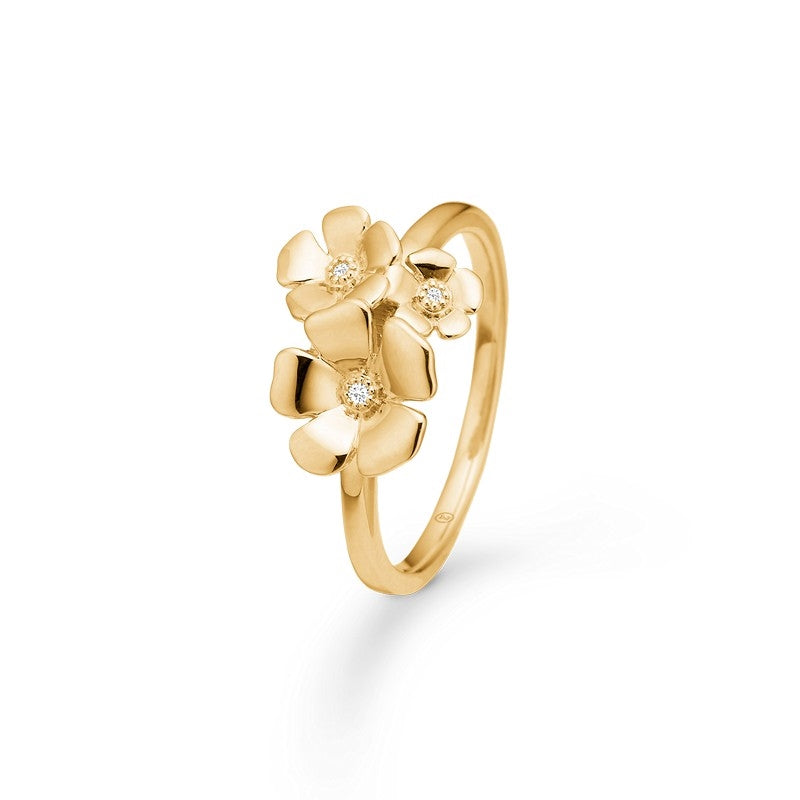 Fleur ring i 14 karat guld med diamanter fra Mads Z