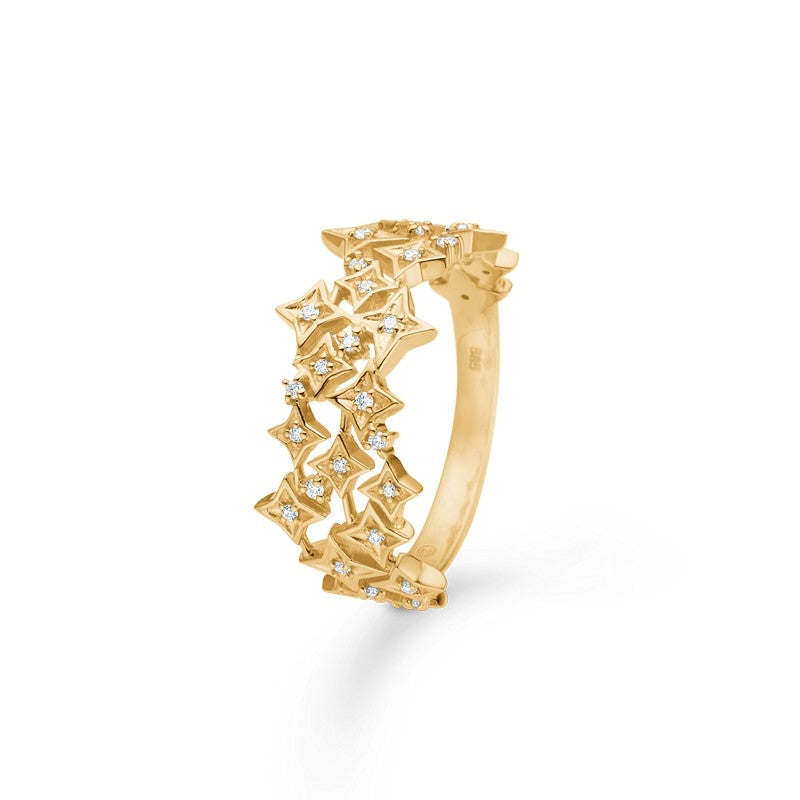 Vesper ring i 14 karat guld med 0,12 ct. diamanter i stjernemotiv fra Gold Label kollektionen af Mads Z.