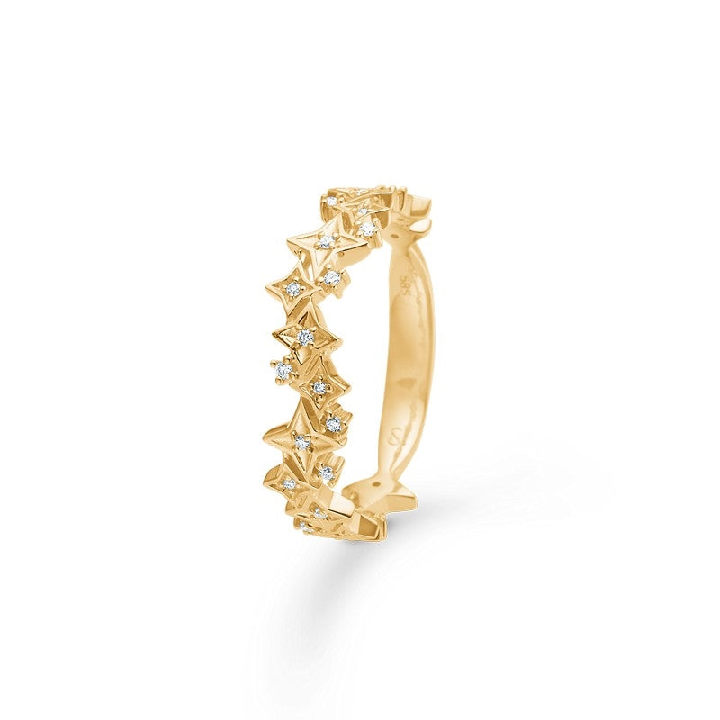 Vesper ring i 14 karat guld med 0,09 ct. diamanter i stjerneform fra Mads Z.