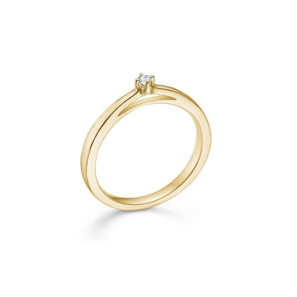 CROWN ring i 14 karat guld med diamant 0,04 ct fra Mads Z – tidløst design med solitaire diamant.