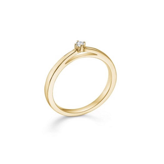 CROWN ring i 14 karat guld med diamant 0,04 ct fra Mads Z