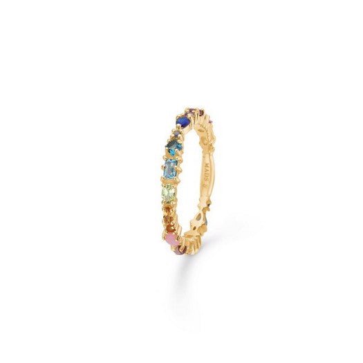 Circus ring i 14 karat guld med flerfarvede ædelsten fra Mads Z.