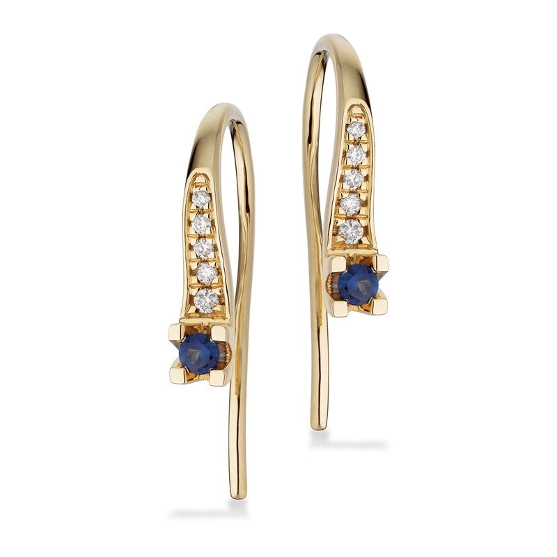 Kleopatra Queen øreringe fra Kleopatra i 14 kt guld med blå safir og diamanter (0,05 ct).