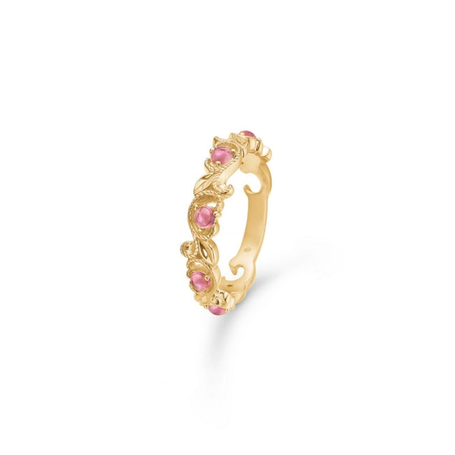 Vintage Blooming ring i 14 kt guld med pink turmalin fra Mads Z