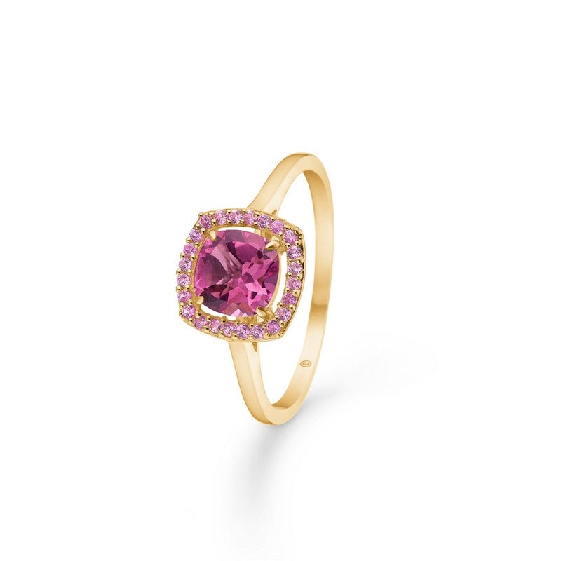 Provence ring i 14 kt guld med pink kvarts og safir fra Mads Z