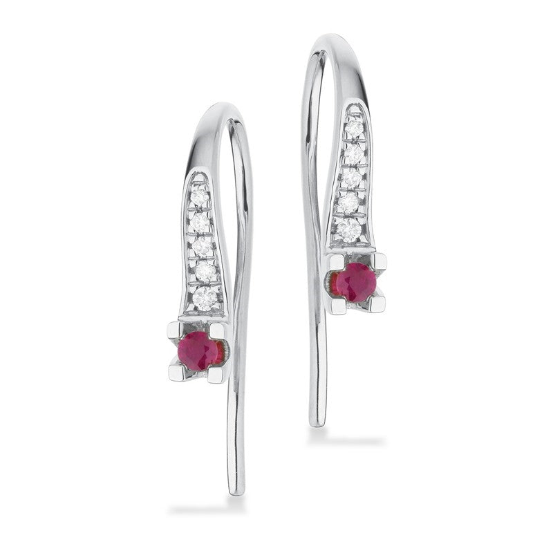 Kleopatra øreringe i 14 kt hvidguld med rubin og diamanter (0,05 ct)