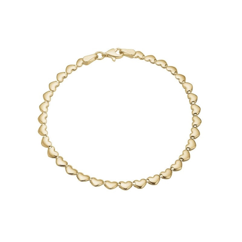Aagaard armbånd i 8 karat guld med små hjerter, 19 cm.