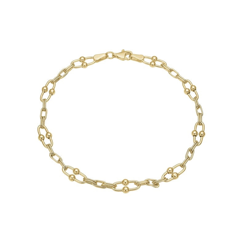 Aagaard lænkearmbånd i 8 karat guld 19 cm med dekorative kugleled.