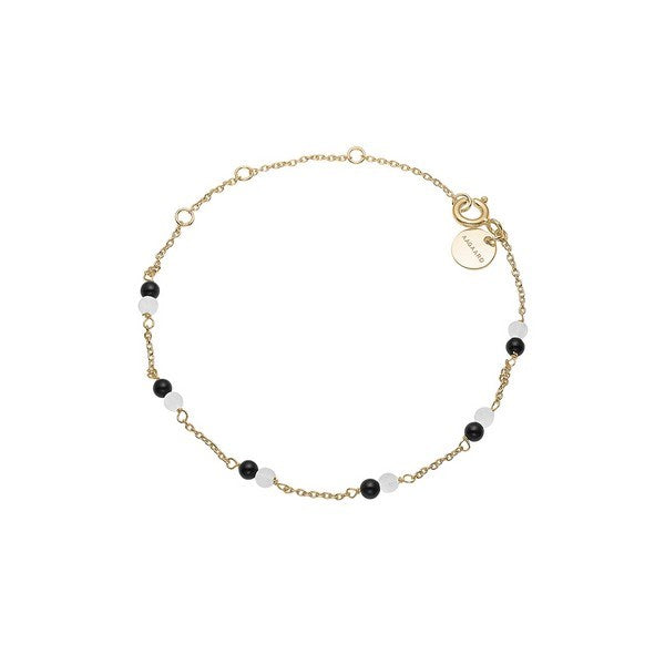 Aagaard armbånd i forgyldt sølv med sort onyx og grøn amazonit