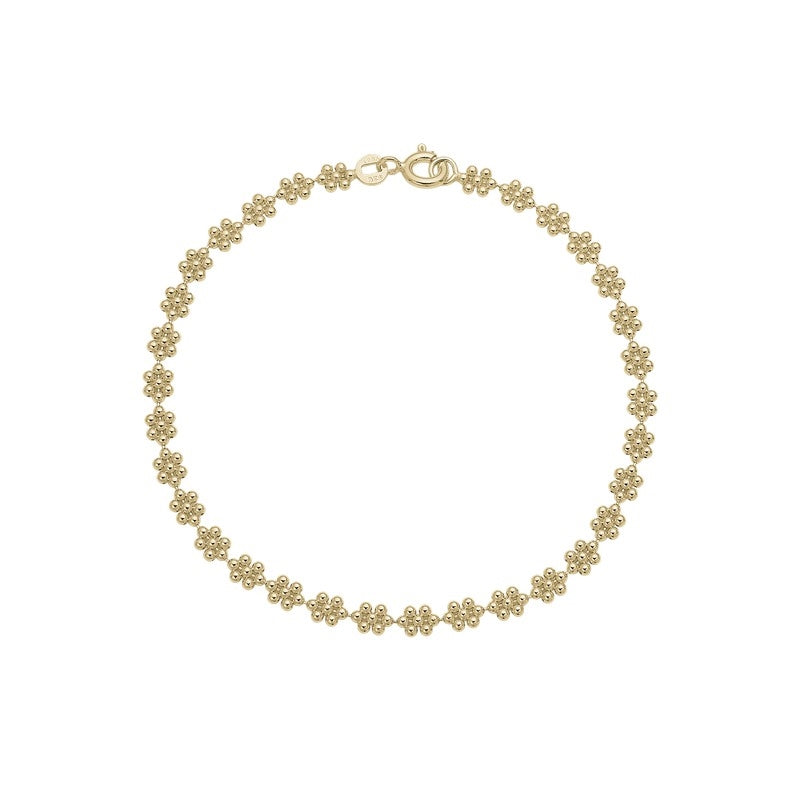 Aagaard flower armbånd i 18 karat forgyldt sølv med små blomster og længde 19 cm.