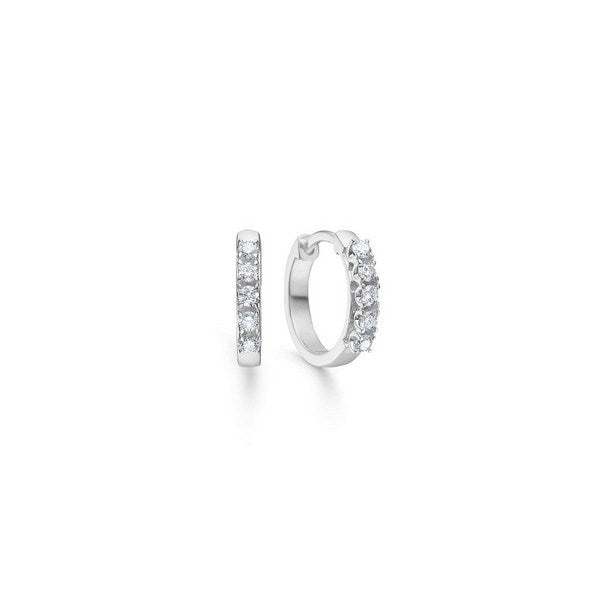 Crown Alliance creoler i 14 karat hvidguld med 10 x 0,02 ct diamanter fra Mads Z Gold Label.