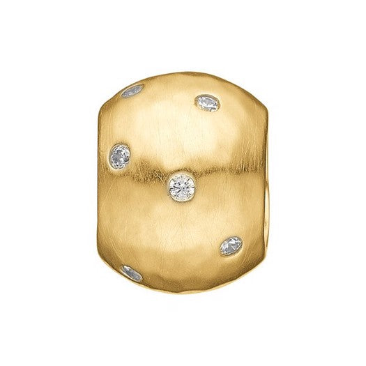 Ovalt STORY by Kranz & Ziegler charm i forgyldt sølv med zirkonia