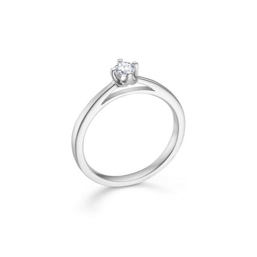 Crown ring i 14 karat hvidguld med 0,04 ct diamant