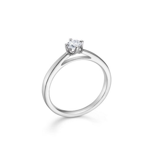 Crown ring i 14 karat hvidguld med 0,04 ct diamant