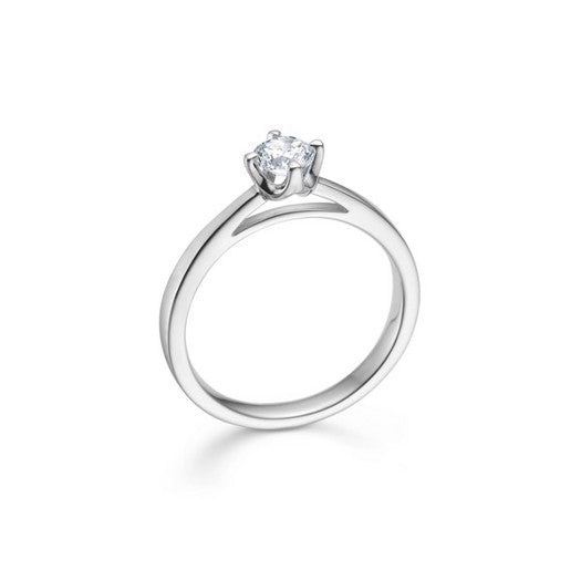 Crown ring i 14 karat hvidguld med 0,04 ct diamant
