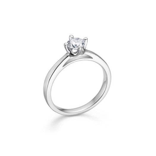 Crown ring i 14 karat hvidguld med 0,04 ct diamant